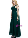 A-Line One Shoulder Green Chiffon High Waist Bridesmaid Dress