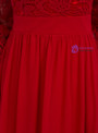 Red Long Sleeve Chiffon Lace Backless Bridesmaid Dress