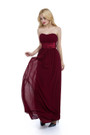 A-Line Burgundy Sweetheart Chiffon Bridesmaid Dress Pleats