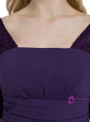 Purple Half Sleeve Chiffon Lace Backless Bridesmaid Dress