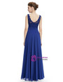 Blue Chiffon Backless Sleeveless With Pleats Bridesmaid Dress