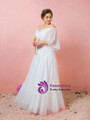 Plus Size White Chiffon Off The Shoulder Floor Length  Wedding Dress