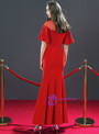 Mermaid Trumpet Sleeve Satin Zipper Up Back Prom Dress