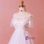 Plus Size White Short Sleeve Tulle Off The Shoulder Wedding Dress