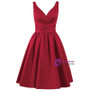 Short V-neck Satin Knee Length With Pleats Bridesmaid Dress