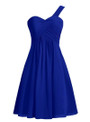Short Chiffon One Shoulder Knee Length Pleats Bridesmaid Dress