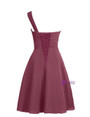 Short Chiffon One Shoulder Knee Length Pleats Bridesmaid Dress