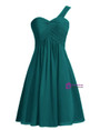 Short Chiffon One Shoulder Knee Length Pleats Bridesmaid Dress