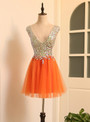 In Stock:Ship in 48 hours Ready To Ship Orange Mini Prom Dress