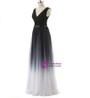 A-Line Long Floor Length Chiffon V-neck Pleats Bridesmaid Dress