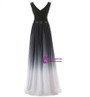 A-Line Long Floor Length Chiffon V-neck Pleats Bridesmaid Dress