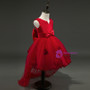In Stock:Ship in 48 hours Ready To Ship Cheap Red Satin Bow Hi Lo Tulle Flower Girl Dress