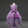 In Stock:Ship in 48 hours Ready To Ship Purple Satin Bow Hi Lo Tulle Flower Girl Dress