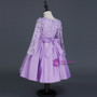 In Stock:Ship in 48 hours Ready To Ship Purple Satin Long Sleeve Girl Dress