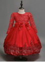 In Stock:Ship in 48 hours Ready To Ship Red Tulle Lace Flower Girl Dress
