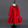 In Stock:Ship in 48 hours Ready To Ship Red Satin Long Sleeve Girl Dress