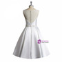 A-Line Satin Vintage White Ivory Short Wedding Dress