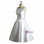 A-Line Satin Vintage White Ivory Short Wedding Dress