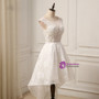 Cap Sleeve Applique Beaded Lace Hi-Lo Wedding Gowns