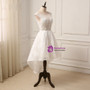 Cap Sleeve Applique Beaded Lace Hi-Lo Wedding Gowns