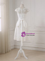 Short A-line Lace Little White Sleeveless Scoop Neck Wedding Dresses
