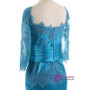 Appliques Satin Lace Three Quarters Sleeves Mother of the Bride Dress