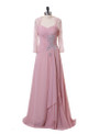 A-line Pink Chiffon Beaded Mother Of The Bride Dresses With Jacket