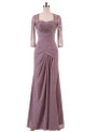 A-Line 3/4 Sleeves Ruched Chiffon Pleats Mother Of The Bride Dresses
