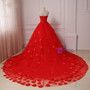 Red Flower Petals Ruched Sweetheart Sleeveless Wedding Dress