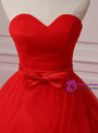 Red Flower Petals Ruched Sweetheart Sleeveless Wedding Dress