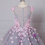 O-Neck Sleeveless Ball Gown Handmade Flowers Wedding Dresses
