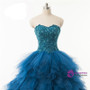 Quinceanera Dress Ball Gown Ruffles Organza Crystals Wedding Dress
