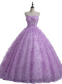 Purple Sweetheart Tulle Flower Ball Gown Wedding Dress