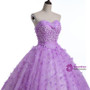 Purple Sweetheart Tulle Flower Ball Gown Wedding Dress