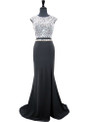 Sparkly Beaded Top Scoop Neckline Sleeveless Crystals Prom Dress