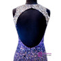 Mermaid Sweetheart Beaded Crystals Backless High Slit Dark Purple Prom Dress