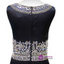 A-line Bling Bling Beaded Crystals Floor Length Black Prom Dress