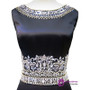 A-line Bling Bling Beaded Crystals Floor Length Black Prom Dress