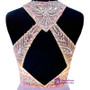 A-line Sleeveless Beaded Crystals Backless Lilac Chiffon Prom Dress