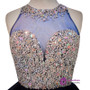 A-line Beaded Crystals Navy Blue Party Homecoming Dress