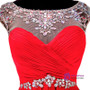 Cap Sleeve Beaded Crystals Backless Red Chiffon Homecoming Dress