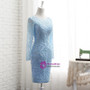 Light Blue Short Prom Dress Lace With Beaded Mother Of The Bride Dress