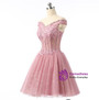 Pink Tulle Sequin Appliques Elegant Short Homecoming Dresses
