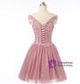 Pink Tulle Sequin Appliques Elegant Short Homecoming Dresses