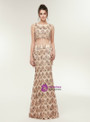 Gold Mermaid Scoop Neck Two Piece Backless Sleeveless Prom Dress