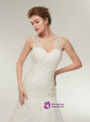 White Straps Mermaid V-neck Tulle Beading Wedding Dress
