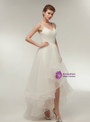 Simple White Hi Lo Spaghetti Straps Tulle Wedding Dress