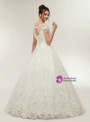 White Ball Gown Scoop Tulle Appliques Backless Wedding Dress