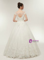 White Ball Gown Scoop Tulle Appliques Backless Wedding Dress