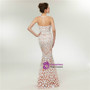 Fashionable Mermaid Champagne Lace Floor Length Prom Dress